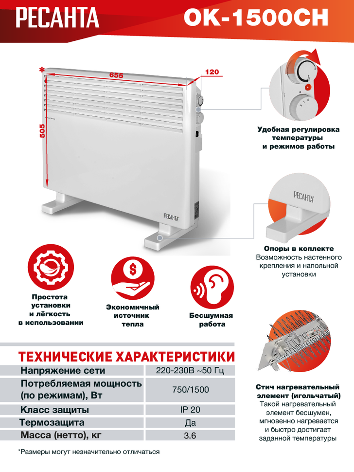 Конвектор РЕСАНТА ОК-1500СН